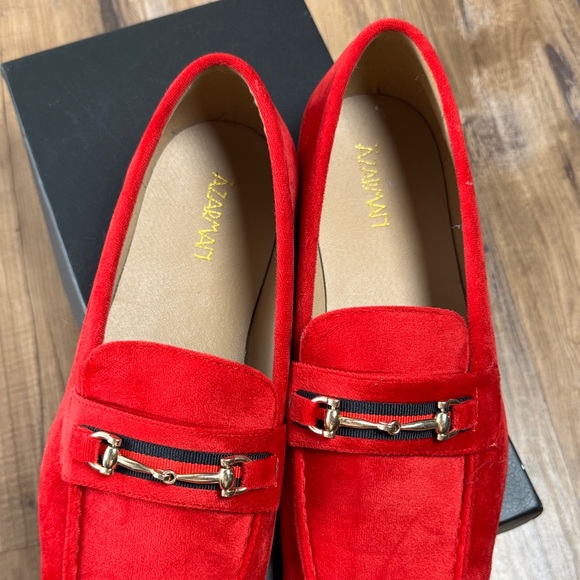 Red Suede Loafers size 12 EU 45 PROM HOCO WEDDING - Picture 2 of 8
